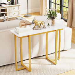 Console Table Modern Faux Marble Entryway Table White