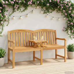 Handcarved Rose Bench Natural Solid Teak Wood Outdoor Seating Garden