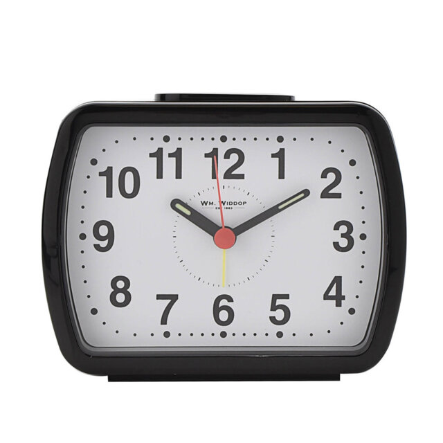 Analogue Quartz Movement / Crystal Alarm Tabletop Clock in Black/White/Red