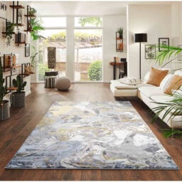 Ayten Solarius Modern Living Room Rug - Abstract Area Rugs Gold