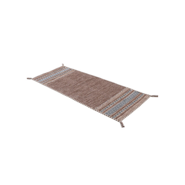 Azizi Striped Hand Woven Cotton Brown Rug