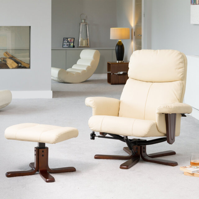 Robillard 88cm Wide Faux Leather Swivel Ergonomic Recliner with Massager