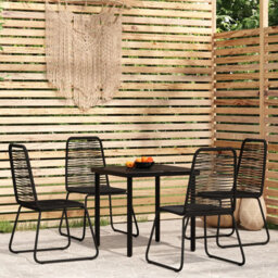 Ebern Designs 5 Piece Garden Dining Set Black, 1 Table, 4 Chair