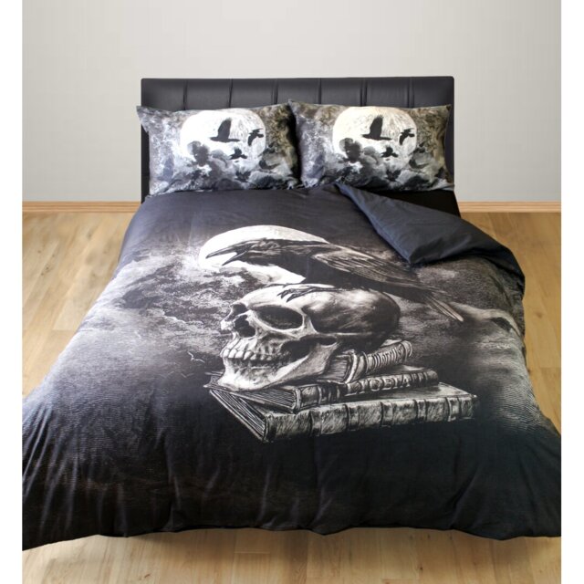 POES RAVEN ALCHEMY GOTHIC Aayan Black White 144 TC Duvet Cover Set