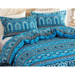 Double 200cm Boho Microfiber Duvet Cover Set, Moroccan Bedding with 2 Pillow Shams