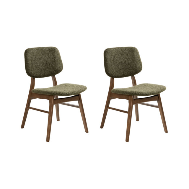 Set of 2 Dining Chairs ELAINE Wood Dark Brown/ Green