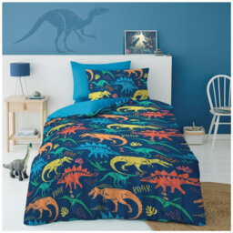 GC GAVENO CAVAILIA Dinosaur Duvet Cover Set – Single Size 135 X 200 Cm, Polycotton Reversible Bedding With Pillowcase