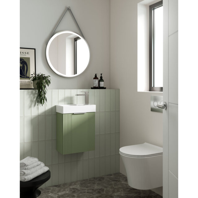 Deco Compact 400Mm Wall Mounted Single Bathroom Vanity with Vitreous China Vanity Top