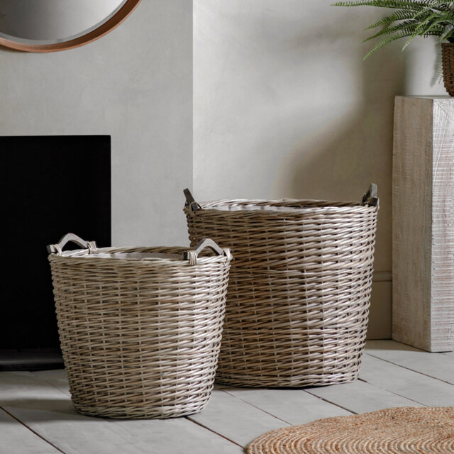 Bay Isle Home Wicker / Willow / Linen Decorative Basket