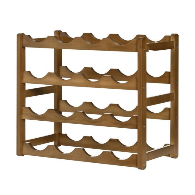 Istres Tabletop Wine Bottle & Glass Rack Brown