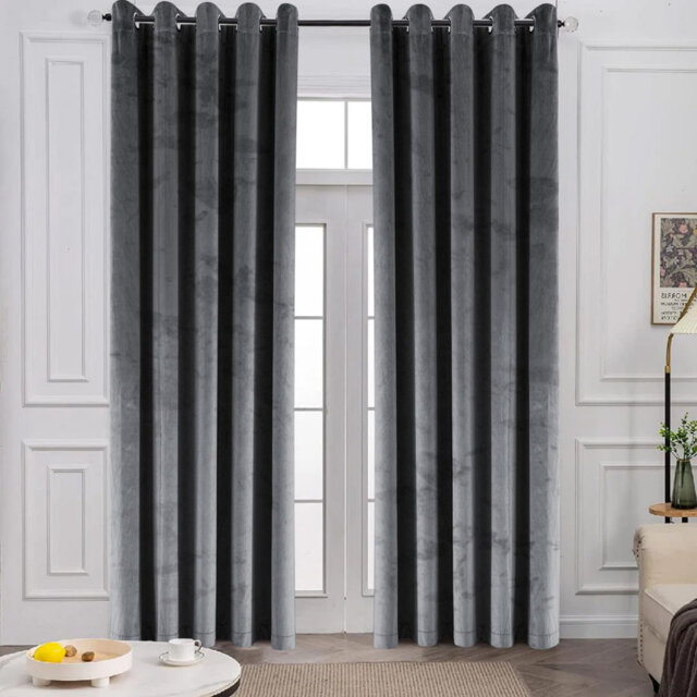 Pownal Crushed Velvet Eyelet Sheer Living Room Curtains