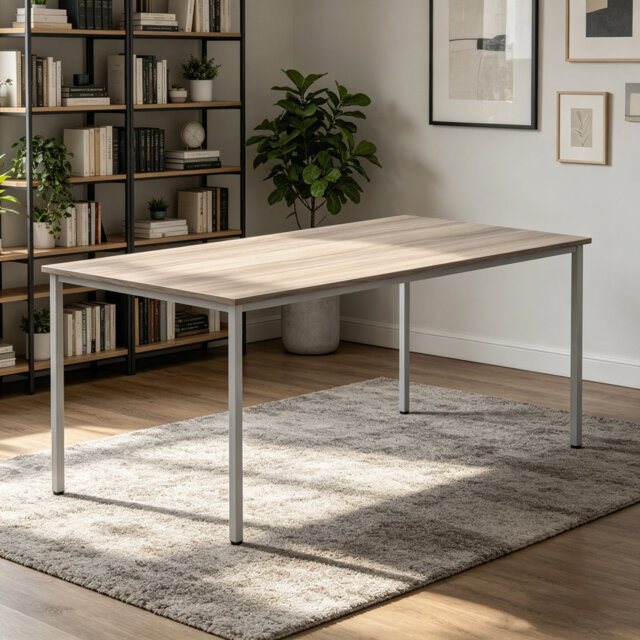 Multi-Use Office Writing Desk with Adjustable Feet,Grey Oak, 160 x 80 cm