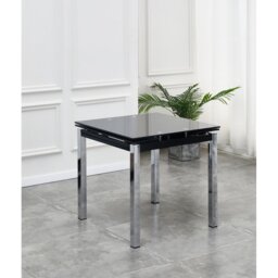 Hallsburg Extendable Glass Top Metal Base Dining Table