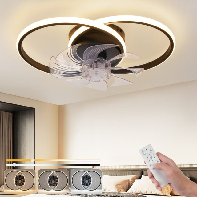 LED Ceiling Fan With Lighting - 36W Quiet Ceiling Lamp With Fan And Remote Control 3 Color Temperature 6-Speed ??Living Room Ceiling Fans With Light f