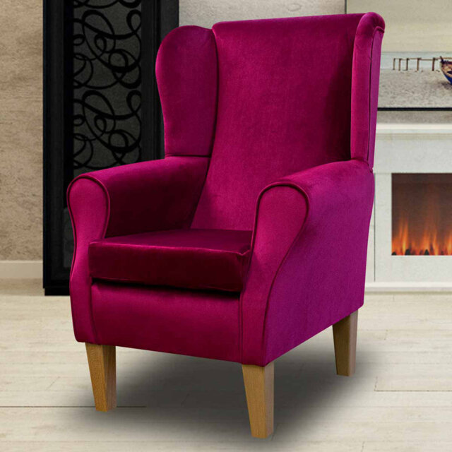 Pink Velvet Wingback Armchair