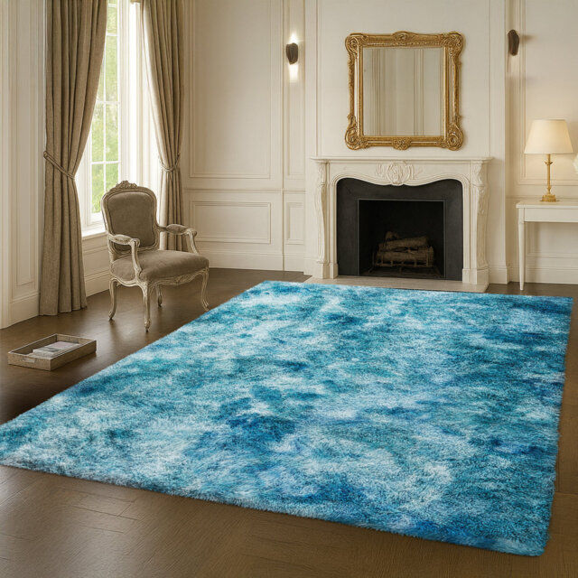 Solid Colour Machine Tufted Shag Area Rug