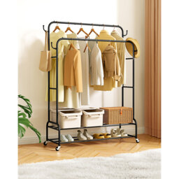 Clothes Rail 110cm Rolling Industrial Pipe Clothing Rack