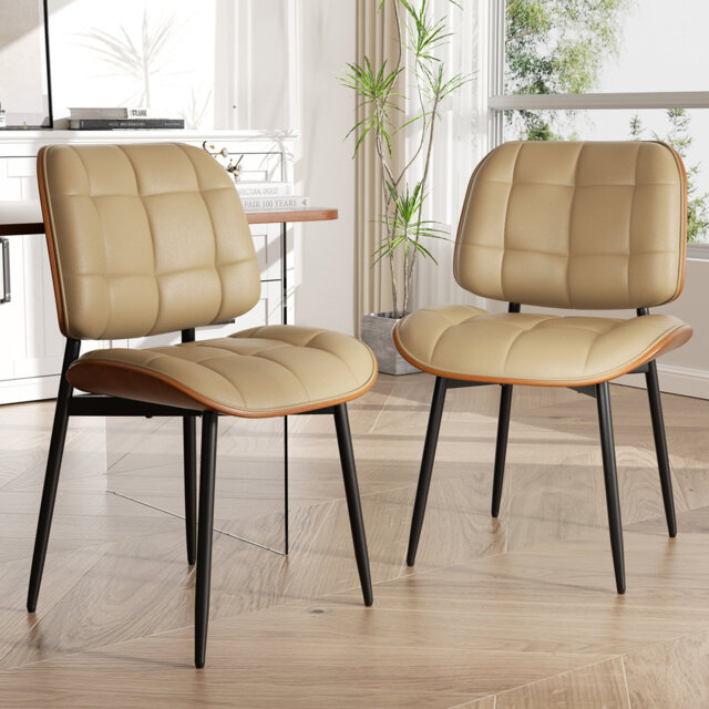 PU Leather Upholstered Dining Chairs With Stitched Detailing And Soft Padding - Perfect Side Chairs For Dining Rooms, Kitchens, And Living Rooms