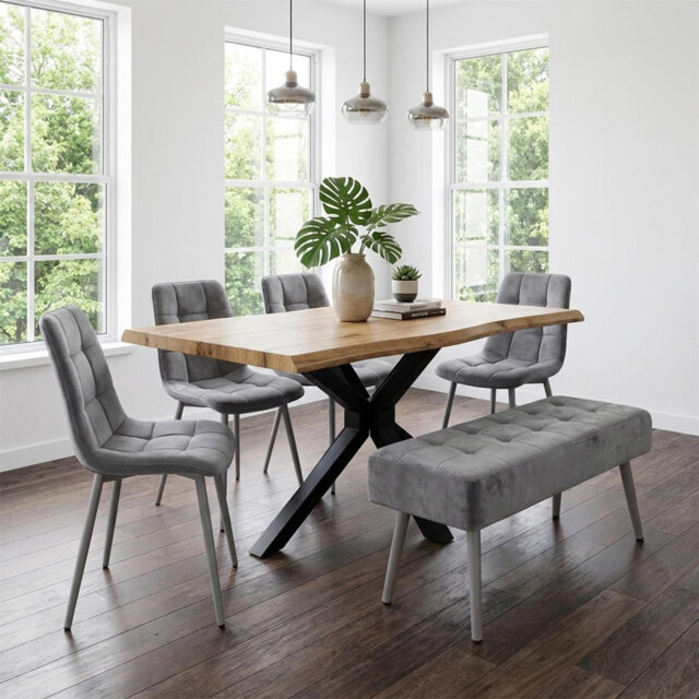 Dining Set with Bench and 4 Chairs