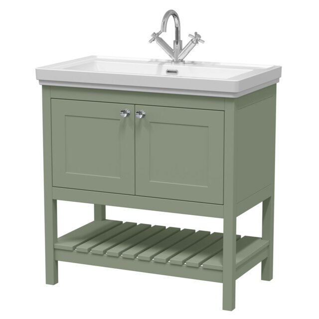 Bexley 800mm Free Standing Single Bathroom Vanity with Fireclay Top
