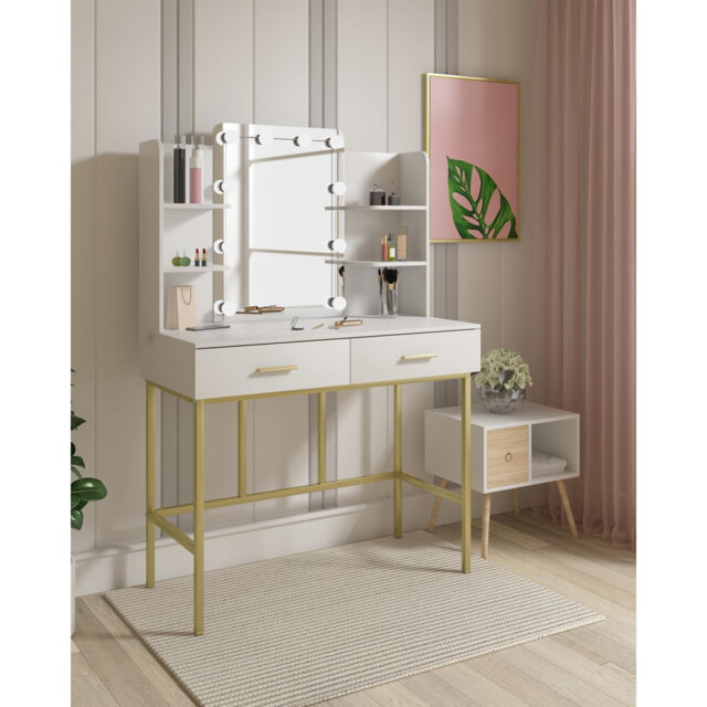 Ahlivia dressing table with mirror