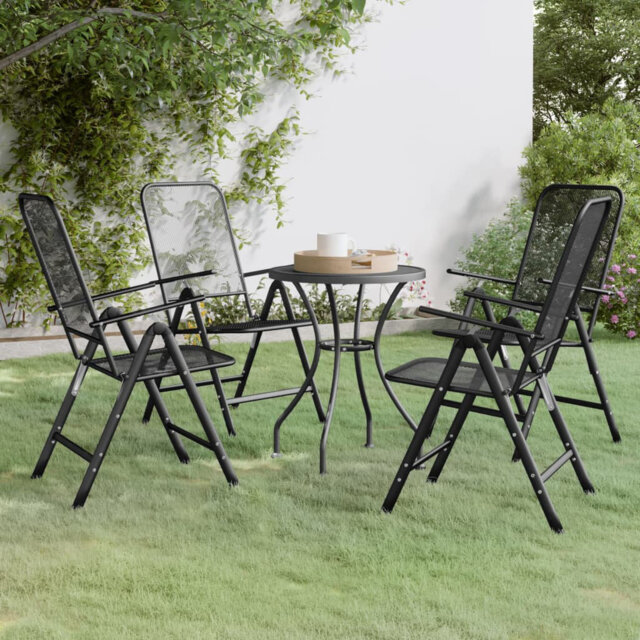 Dakota Fields 5 Piece Garden Dining Set Expanded Metal Mesh Anthracite