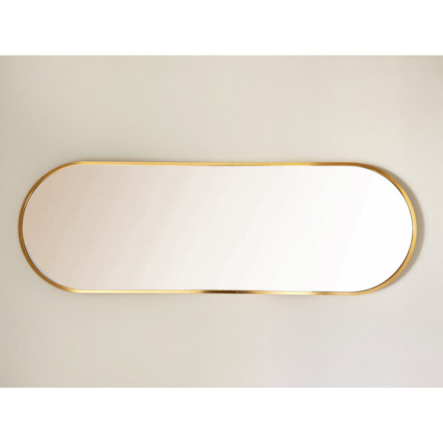 Gold Tall Oval Metal Modern Wall Mirror 120cm - Part Of The Decourcey Range