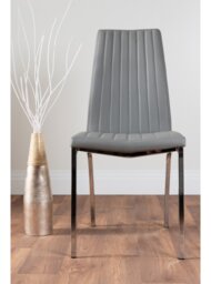 Industrial Design White & Grey Marble Effect Melamine Dining Table Set with 2 Faux Leather Chairs