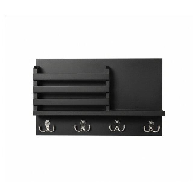 Wood Wall Organizer with Key Hooks