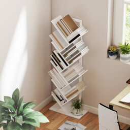 HOMCOM Tree Bookshelf Industrial Bookcase Steel Frame