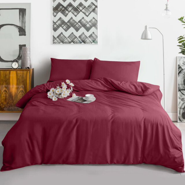 Soft Dyed Microfiber Duvet Cover Set with Matching Pillowcases Breathable Fitted Sheet Bedding Set