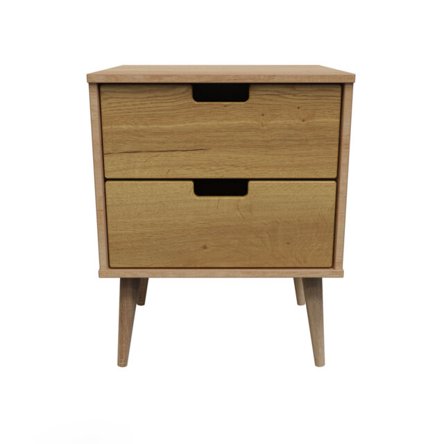 Buldir 2 Drawer Bedside Cabinet in Riviera Oak & Nebraska Oak (Ready Assembled)