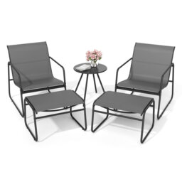 Patio Bistro Set, Garden Furniture Set with Table and Chairs, Breathable Textilene Fabric, Patio Furniture Set for Outdoor, Balcony, Bistro, Porch