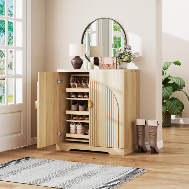 5-Tier Shoe Cabinet with Rotating Shoe Rack, Freestanding Shoe Storage Cabinet for 30-35 Pairs