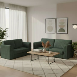 Jambo Cord 3 and 2 Seater High Back Cushion Sofa Set