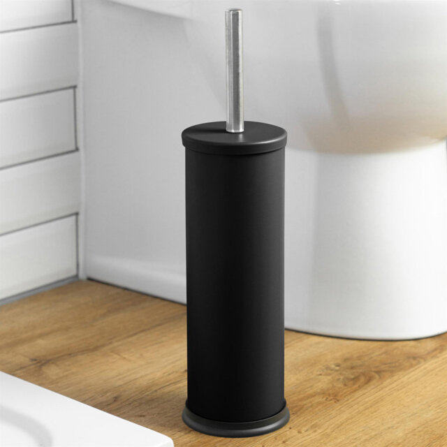 Harbour Housewares - Round Toilet Brush and Holder - Toilet Cleaning Brush Set with Non Slip Base