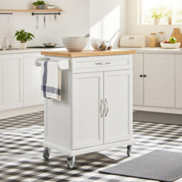 Penn Solid Wood Top Kitchen Cart