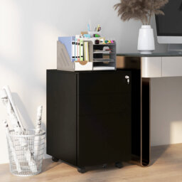 Vinsetto 3-Drawer Vertical Filing Cabinet with Lock 5 Wheels for A4