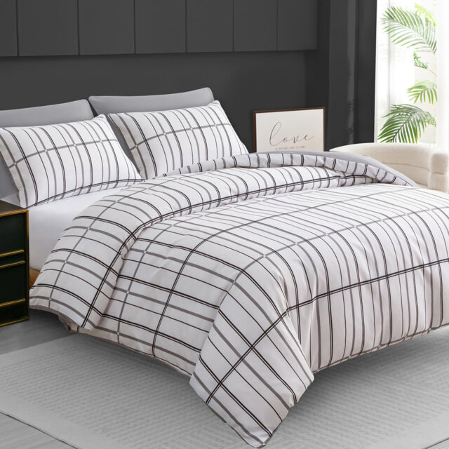 Premium Reversible Duvet Cover Set with Zipper Closure and Corner Ties