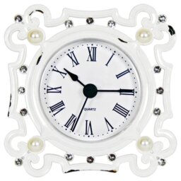 Antik Roman Numeral Metal Quartz Movement / Crystal Tabletop Clock in White