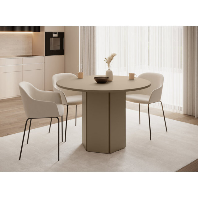 Dining table hexa beige cappuccino round 110cm
