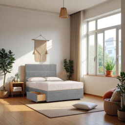 Upholstered Divan Bed with Mattress