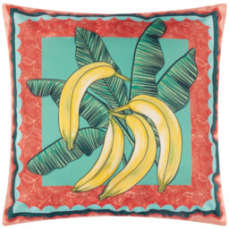Anemone Bananas Indoor / Outdoor Floral Red Square Cushion