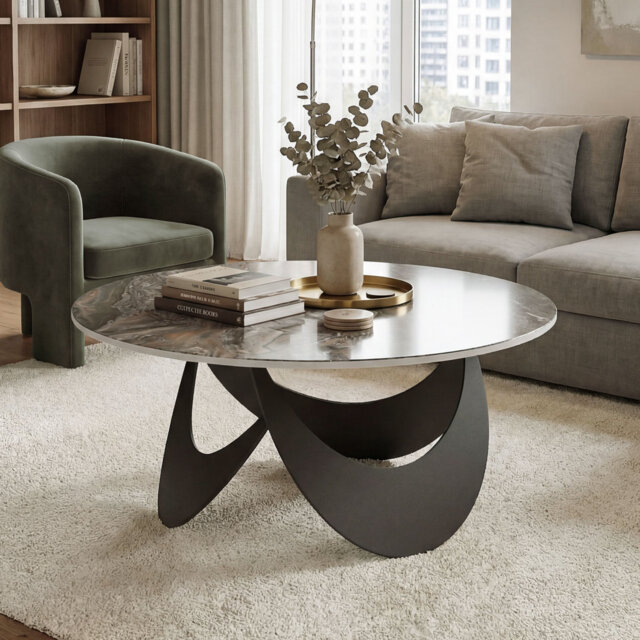 HOMCOM Modern Coffee Table with Sintered Stone Top
