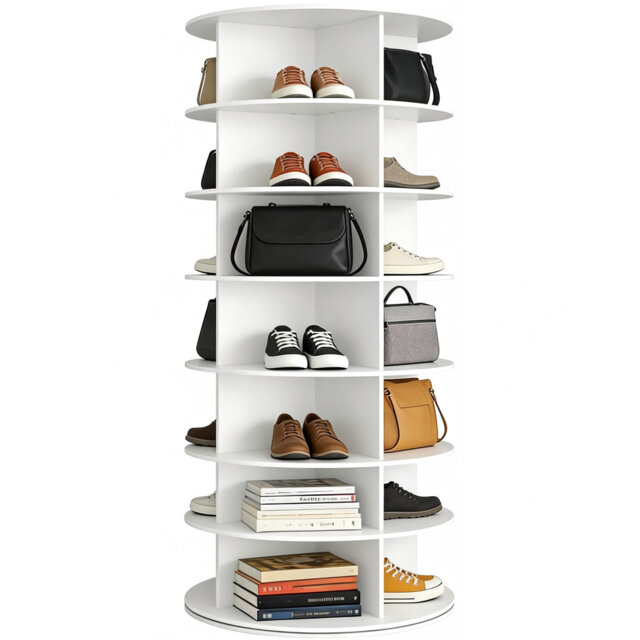 7 Tier Rotating Shoe Rack, 28 Pair Narrow Shoe Rack Storage for Entryway Closet