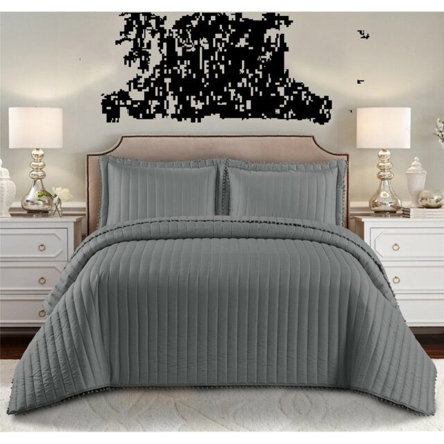 Microfiber Solid Colour Bedspread with Pillow Shams Included