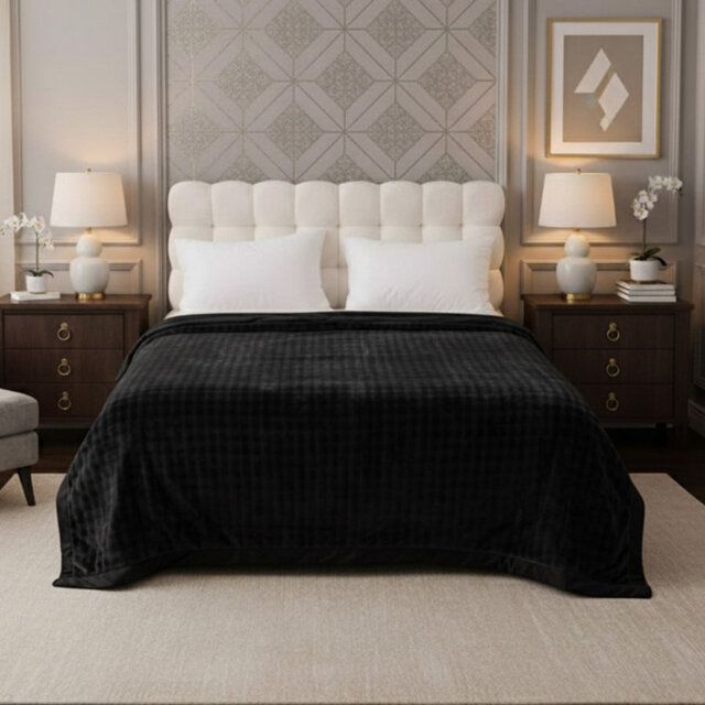 Popo Blanket Soft Embossed Fleece Throw – 2PLY Lightweight Warm Bed Blanket, Double & King Sizes