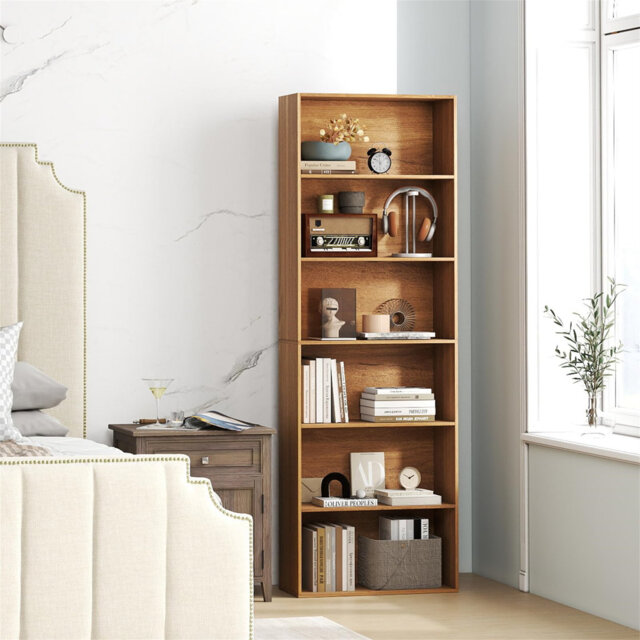 Tall Bookcase, Floor Standing Book Storage Organizer With  Anti-Tipping Kits, Modern Display Rack Bookshelf For Living Room Bedroom Study Office