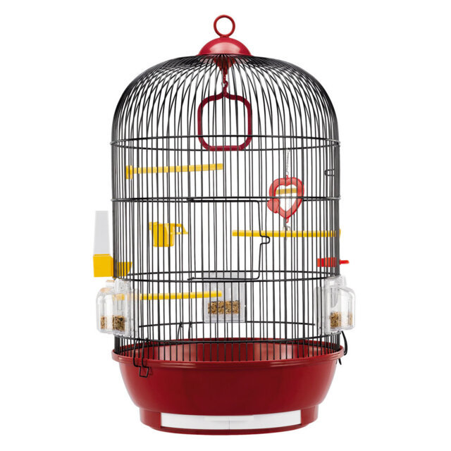 65 cm Iron and Plastic Top Hanging Bird Cage with Wheels with Stand with Perch with Tray