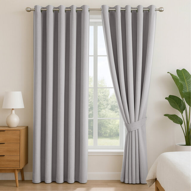 100% Linen Blackout Curtains - Thermal Insulated Eyelet Grommet Room Darkening Luxury Window Panels